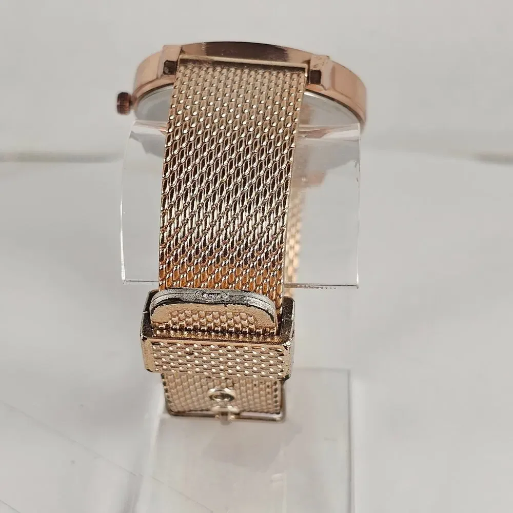Fei Fei Da Quartz Watch Rose Gold Tone 39.9mm Case Mesh Band Tested New Battery